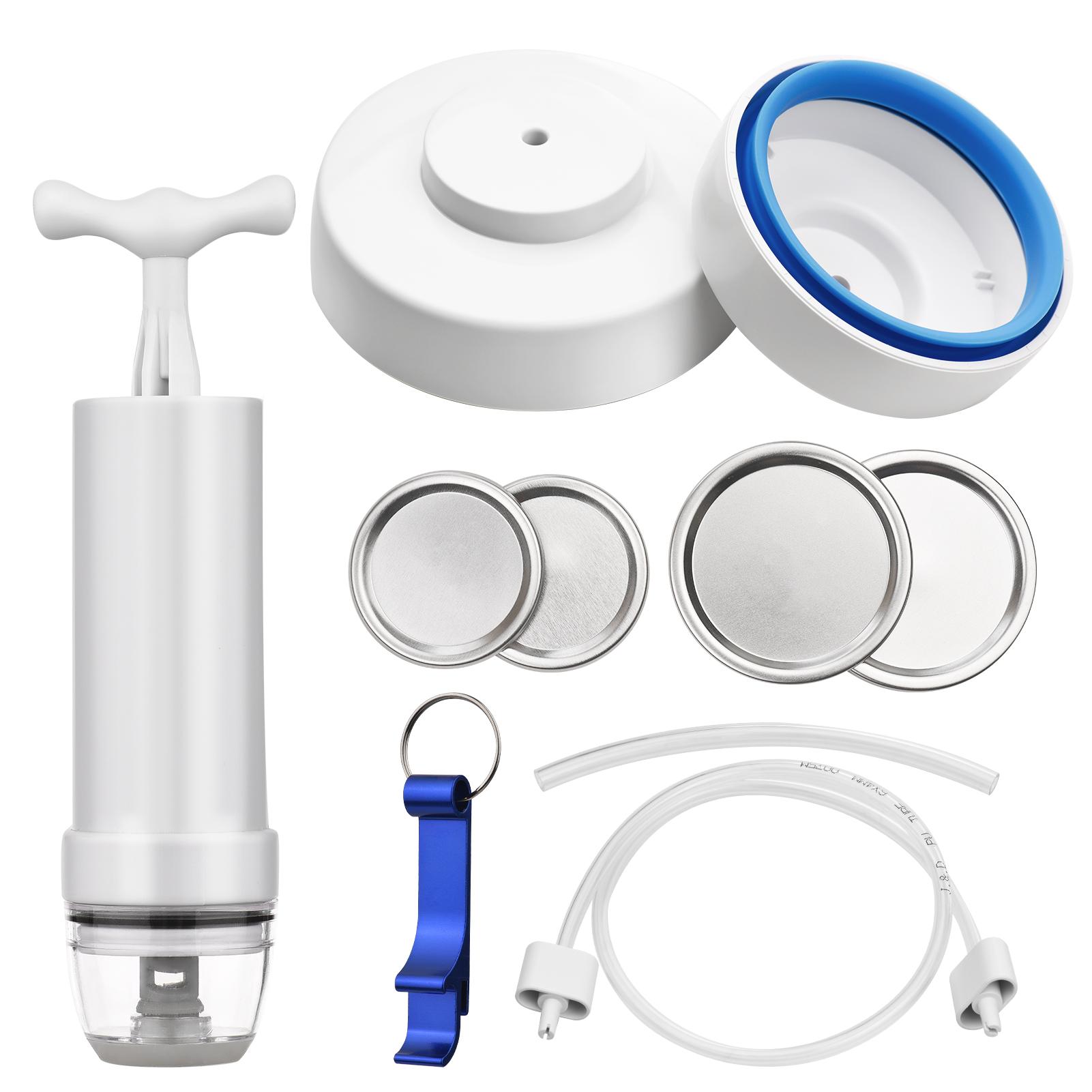 Einmachglas-Vakuumversiegeler, Vakuumversiegelungsset mit Schlauch, Glasöffner, manuelle Vakuumpumpe für breite With vacuum pump and lid bunt