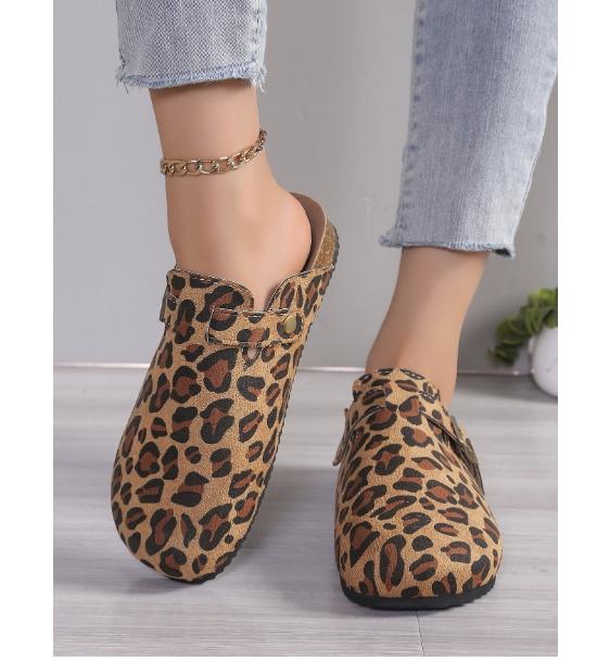 Damen Wildleder Clogs Hausschuhe Kork Wildleder Clogs Hausschuhe Klassische Herren Pantoletten Outdoor Kork Rutschfeste Hausschuhe mit Fußgewölbestütze Damen 45 Leo-Print