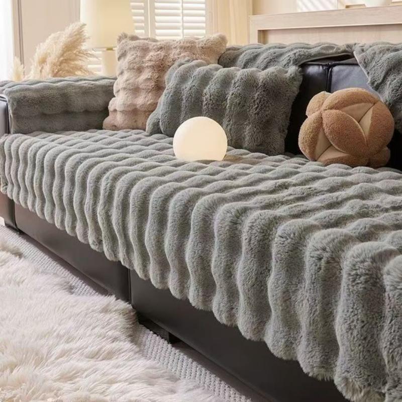 Universal Quadratische Form Plüsch Sofa Abdeckung Verdicken Kaninchen Sofa Towe Winter für Wohnzimmer L Nicht-slip Sofa Matte Sofa decke Couch Kissen 90*180CM