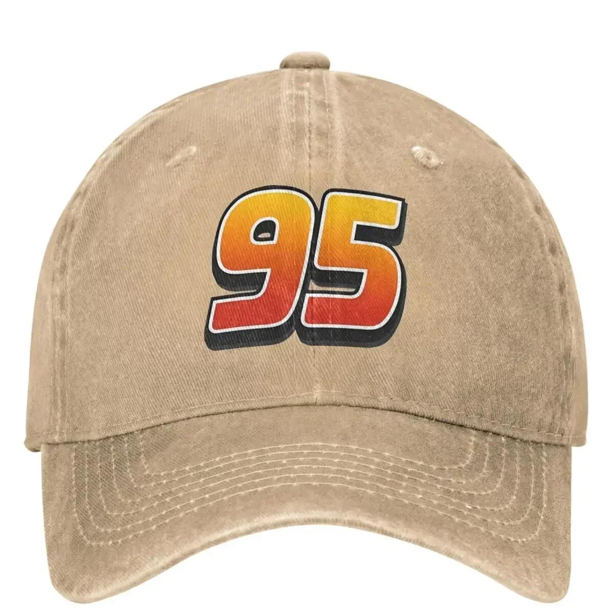 Lightning McQueen Cars 95 Baseballkappe Unisex Herren Sonnenschutz Hip Hop Hüte Sommer y2k Retro Outdoor Fitnessstudio Baseballkappen One Size beige