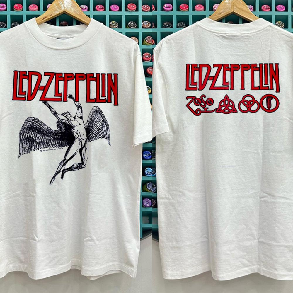 2026 Led Zeppelin Rockband Kurzarm-T-Shirt Mode Sport Reines Polyester Herren-T-Shirt Kinderkleidung T-Shirt Y2k Frau 2XL gray