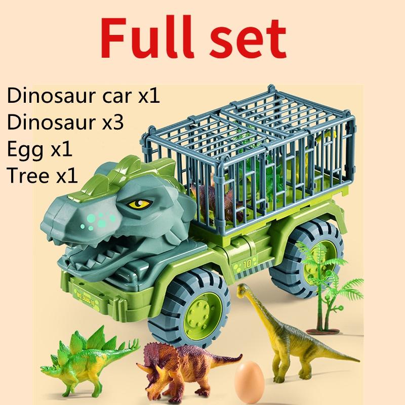 Neues Kinder-Dinosaurier-Spielzeugauto, großes technisches Fahrzeugmodell, pädagogisches Spielzeug, Transportfahrzeug, Spielzeug, Junge, Mädchen, mit Dinosaurier-Geschenk Full set