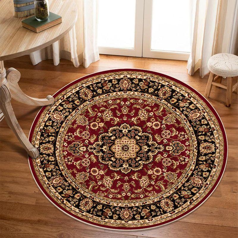Bohemia Luxusmuster Persischer Rundteppich Waschbare Dekoration Zuhause Leichter Teppich Schlafzimmer Stuhlmatte Rote Teppiche für Wohnzimmer 200cm 78.7 in