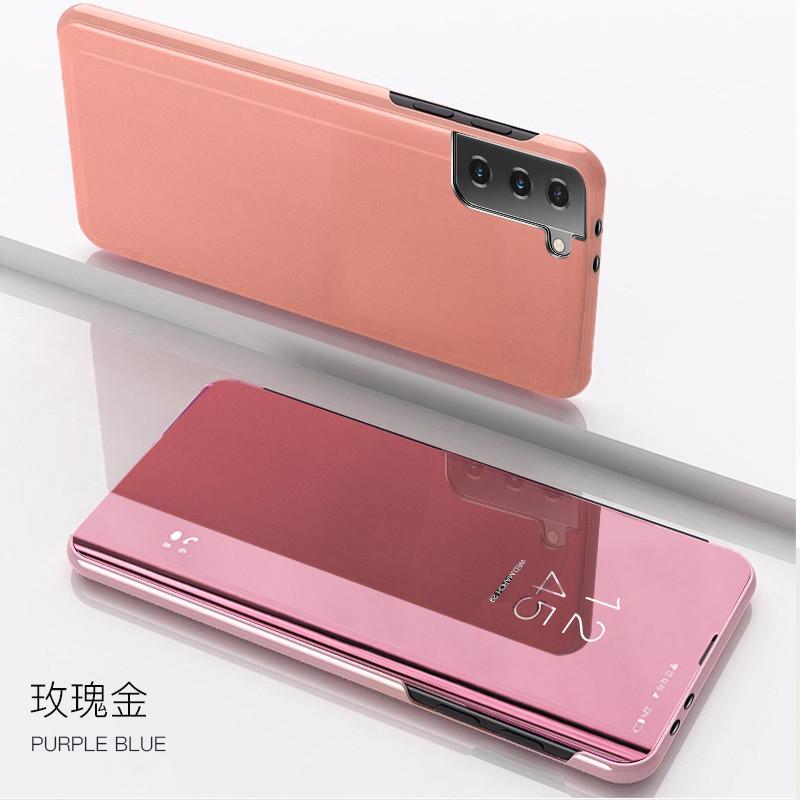 Für Samsung Galaxy S21 Hülle Smart Mirror Leder Flip Stand Telefonabdeckung für S20 S 21 FE S21 Plus S21Ultra S21 + Clear View Hüllen For Galaxy S21 FE rose gold