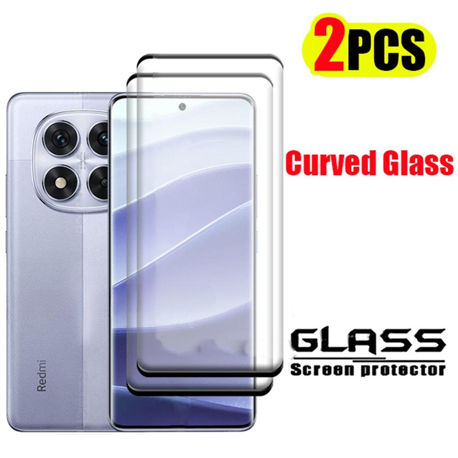 2 Stück Vollbildabdeckung Gebogenes Glas für Redmi Note 14 Pro+ Plus Displayschutzfolie Redmi Note 13 14 Note 14 Pro 4G 5G POCO X7 14C 13C Gehärtetes Glas RedMi Note 13 schwarz
