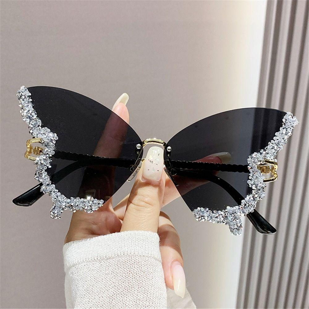 Brillen Diamant Lila Sonnenbrille für Damen Schmetterlings-Sonnenbrille Damen Shades Bling Sonnenbrille 1