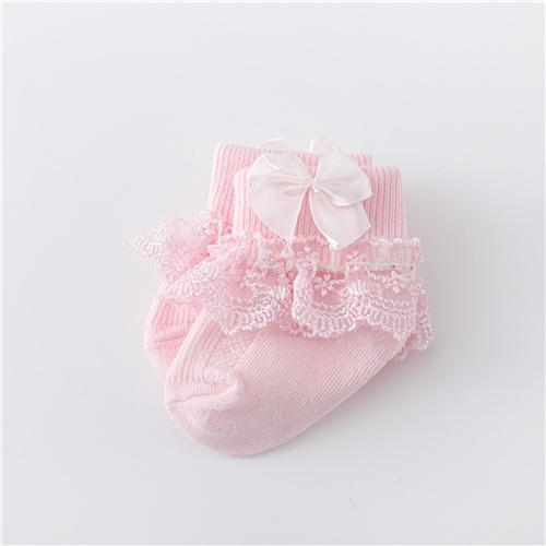 Lawadka 0-24 Monate Neugeborene Babysocken Für Mädchen Baumwolle Spitze Kleinkind Mädchen Socke Prinzessin Schleife Kleinkind Kleidung Baby Mädchen Socken Frühling Sommer 10-24M(M) rosa