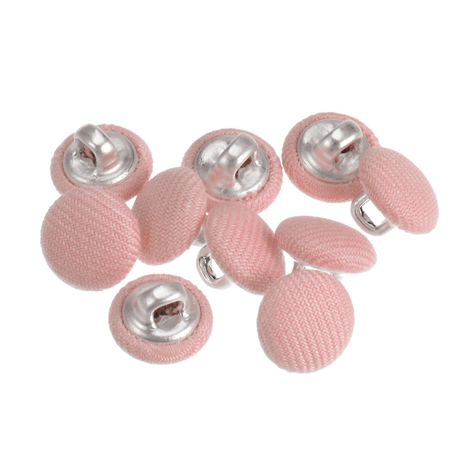 10 Stück Stoffbezogene Knöpfe 10/15/18mm Metallöse Rund Nähen Knöpfe für Anzüge Kleider Hemd Mantel Kleidung Dekoration 15mm rosa