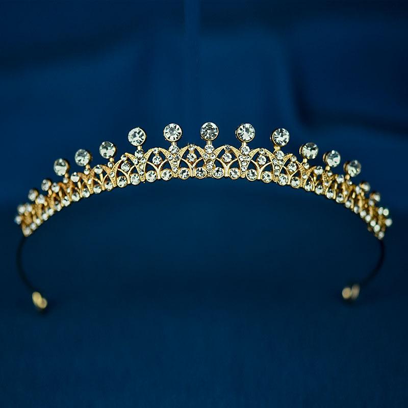 Brautkrone Haarschmuck Strasskrone Hochzeitskleid Zubehör Prinzessin Haarband Geburtstag Erwachsene Zeremonie Mädchen Haar Accessoires beige
