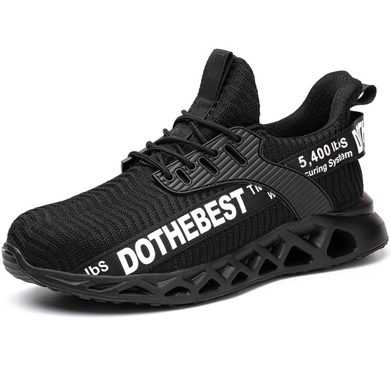 Fashion Sneaker Sicherheitsschuhe mit Stahlkappe für Herren, pannensichere Arbeitsschuhe, Sicherheitsschuhe, unzerstörbare Bauschuhe 44 black