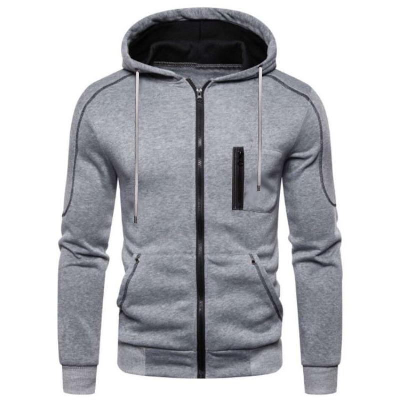 Sport Freizeit Hoodie Kapuzenjacke Langarm Reißverschlussjacke für Herren Jacken & Mäntel Herren M graue