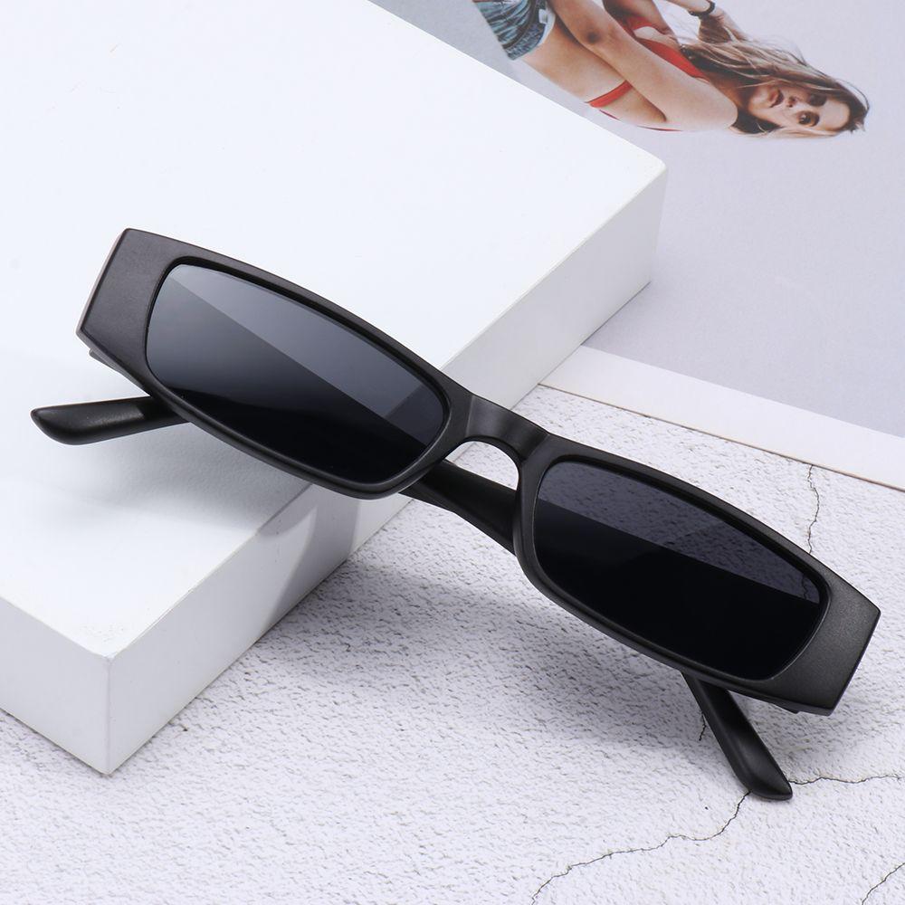 Fashion Eyewear UV400 Kleine Rechteckige Sonnenbrille Retro Sonnenbrille Schmale Sonnenbrille Kleiner Rahmen Matte black