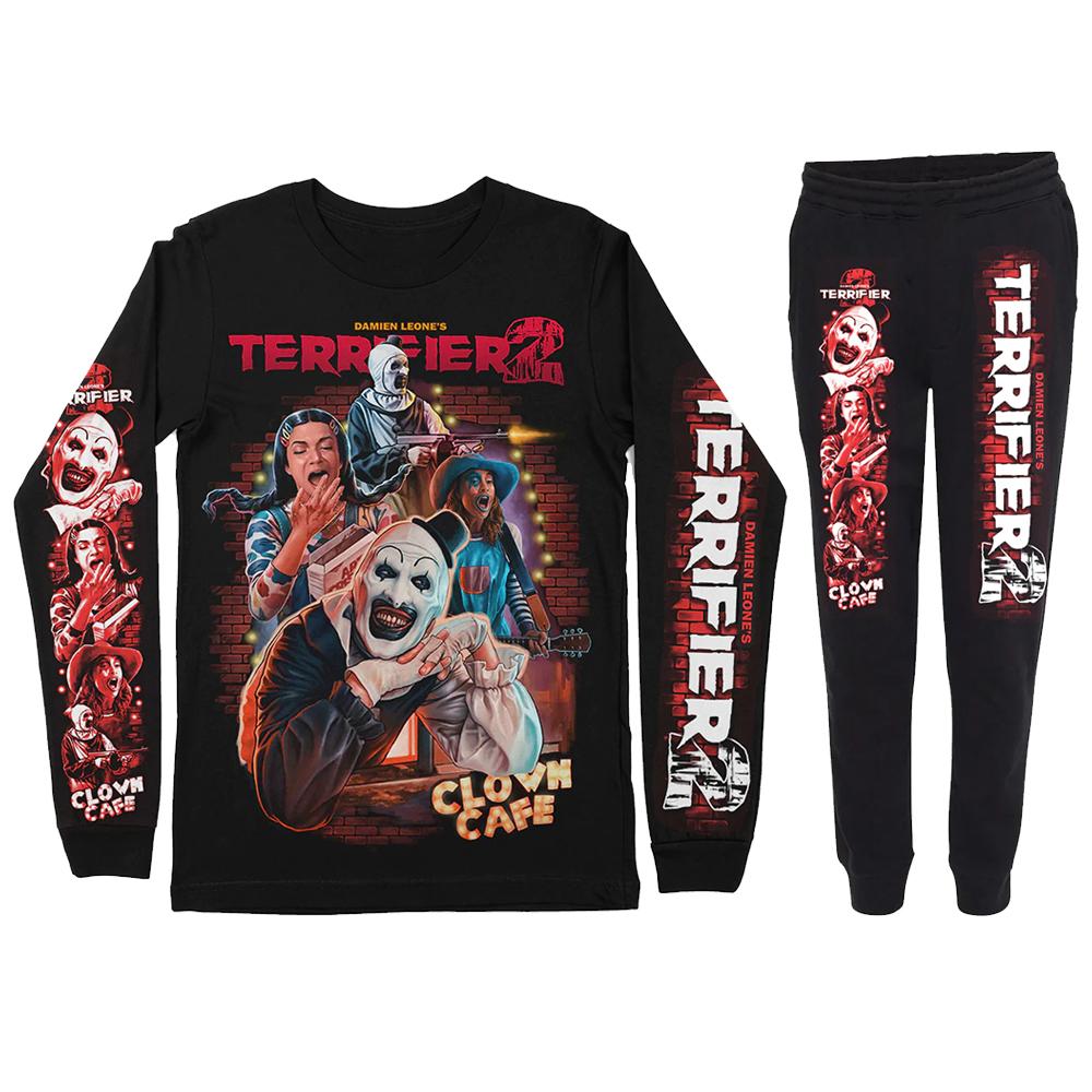 Terrifier Halloween Cosplay Sweatshirts Jogginghosen Zweiteiliges Set Mode Streetwear Jogginghosen Damen Herren 2-teiliges Jogginghosen-Set M