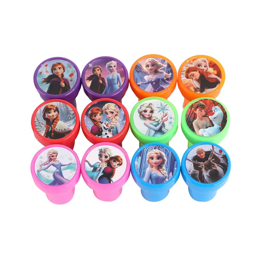 12 MINISO Frozen Stempel Partygeschenk Mädchen Anna Elsa Prinzessin Geburtstagsparty Geschenke Stempel Klassenzimmer Belohnungen Preise Geschenke