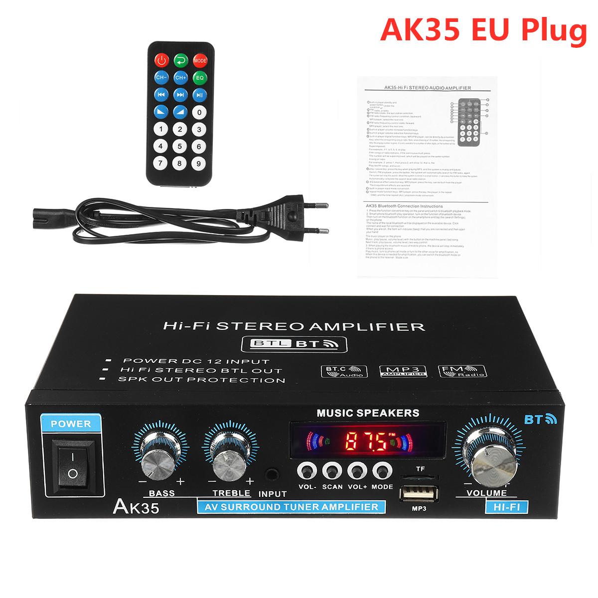 AK35 800W Home Digital Verstärker Audio 110-240V Bass Audio Power Bluetooth Verstärker Hifi FM Auto Musik Subwoofer Lautsprecher AK35 EU Plug schwarz