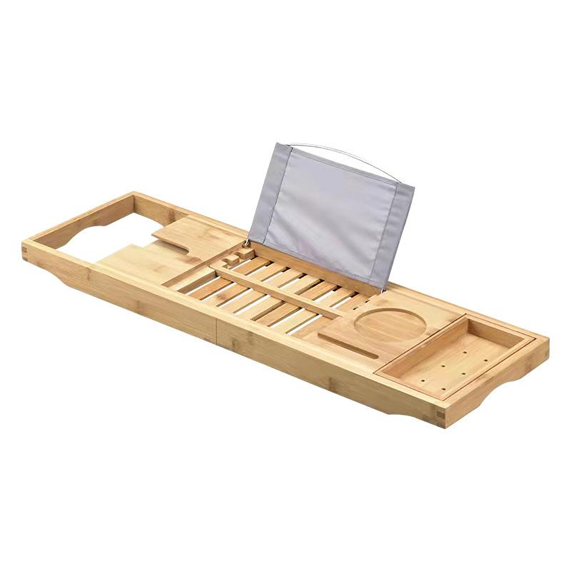 Bambus Badewanne Rack Badewanne Serviertablett Toilette ausziehbare Ablage Bad Telefonhalter