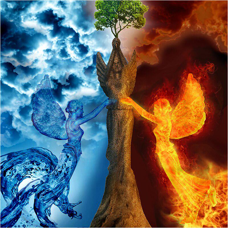 Diamant-Kreuzstich, unvollendete DIY-Diamantmalerei, Eis-Feuer-Schwestern, Handarbeit, Diamantstickerei 20x20CM