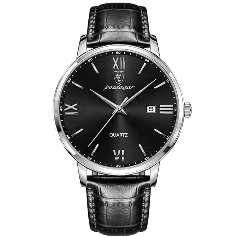 Top Marke Ultra Dünne Herren Uhr Wasserdicht Leuchtende Quarz Uhr Business Leder Sport Luxus Uhr Mlae schwarz