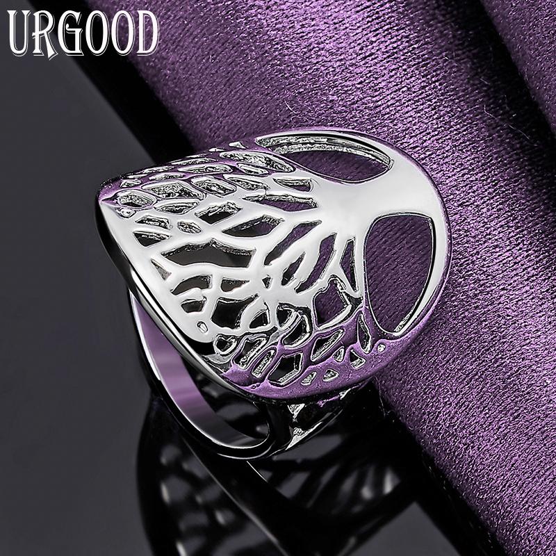 925 Sterling Silber Baum des Lebens Hohlring Modeschmuck 10#