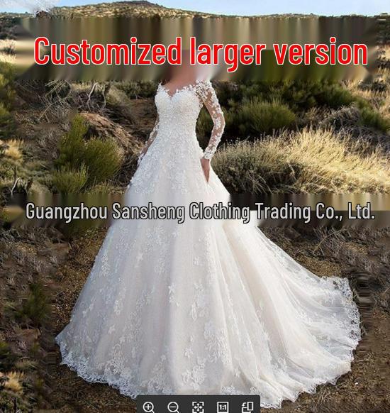 2024 Damen Spitzenhochzeitskleid mit floraler Schleppe und elegantem Swing-Abendkleid XXXL
