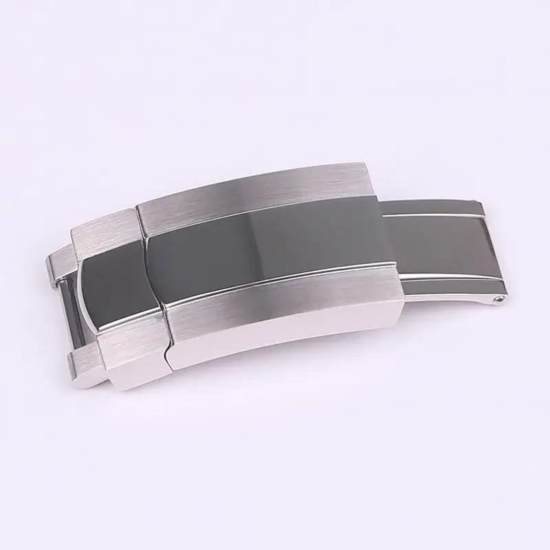 16x9MM Solide Edelstahl Faltschließe für Rolex Submariner Oysterflex Daytona GMT Uhrenarmband Armband Faltschließe 16mm silber