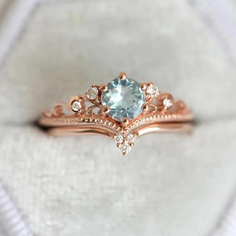 Roségold Zirkonia Ring, Brautkleid, Ovaler Zirkonia, Schlichter Schmuck, Damen-Temperament, Eleganter Und Exquisiter Stil 8 gray