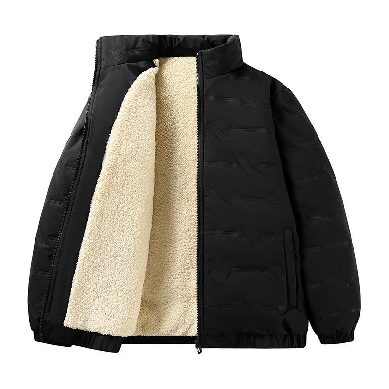 8XL Winter Herren Übergröße Baumwolljacke, Dicke und warme Baumwolljacke, Unifarbener Stehkragen, Herrenjacke in Übergröße XXXXXL schwarz