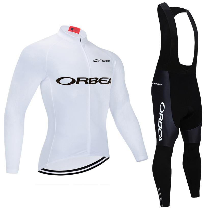 Winter Fluor ORBEA ORCA Fahrradjacke Radtrikot Hose Set Herren Damen Fleece Ropa Ciclismo Team Por Fahrradbekleidung S white