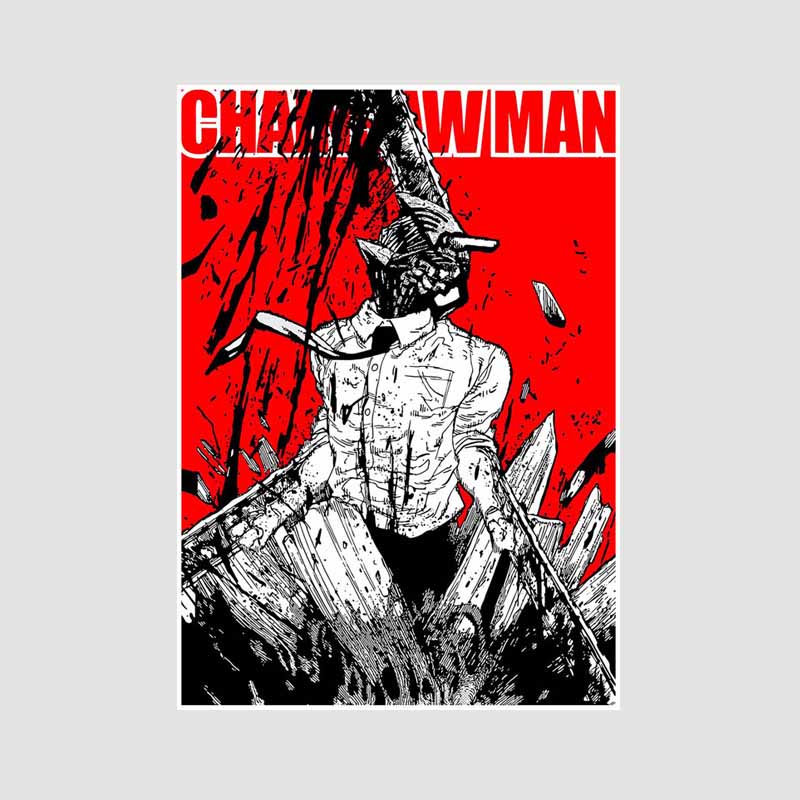 Japanisches Anime-Poster Chainsaw Man, ästhetisches Retro-Weißpapier, Poster, Wanddrucke, Wohnkultur, Wohnzimmer, Bar, Dekoration, Kunst, Malerei, Geschenke 42x30cm