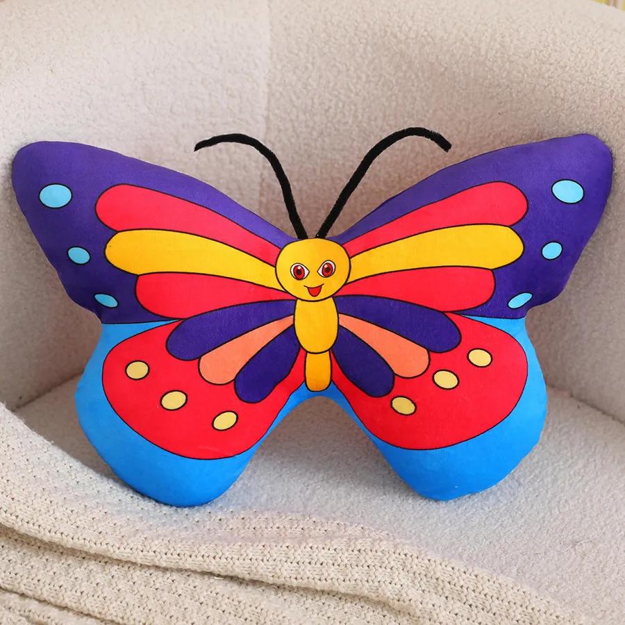 Schönes Simulationsweiches Schmetterlings-Plüschkissen-Spielzeug Stofftiere Farbe Kinderspielzeug Kissen Heimdekoration Mädchen Geburtstagsgeschenk 55X37cm