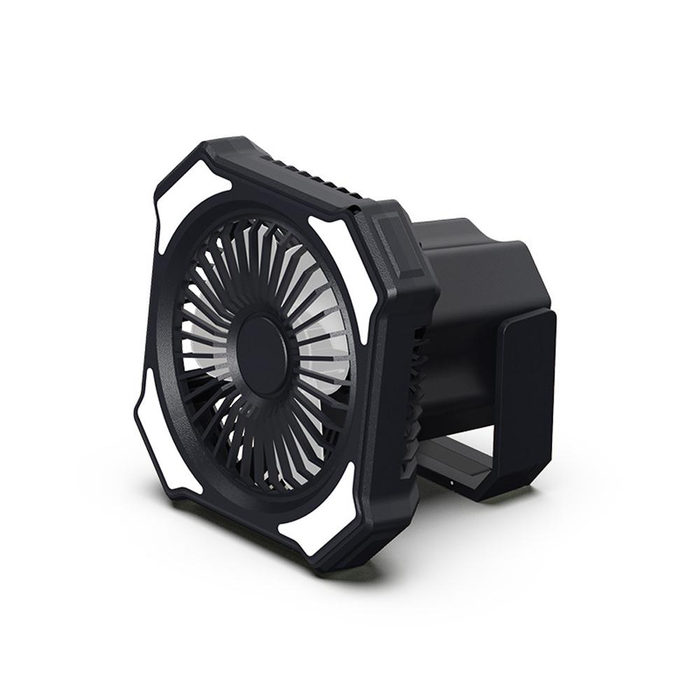 Multifunktionaler Camping-Ventilator mit LED-Licht, USB-batteriebetriebener Ventilator, Deckenzelt-Licht, tragbar schwarz