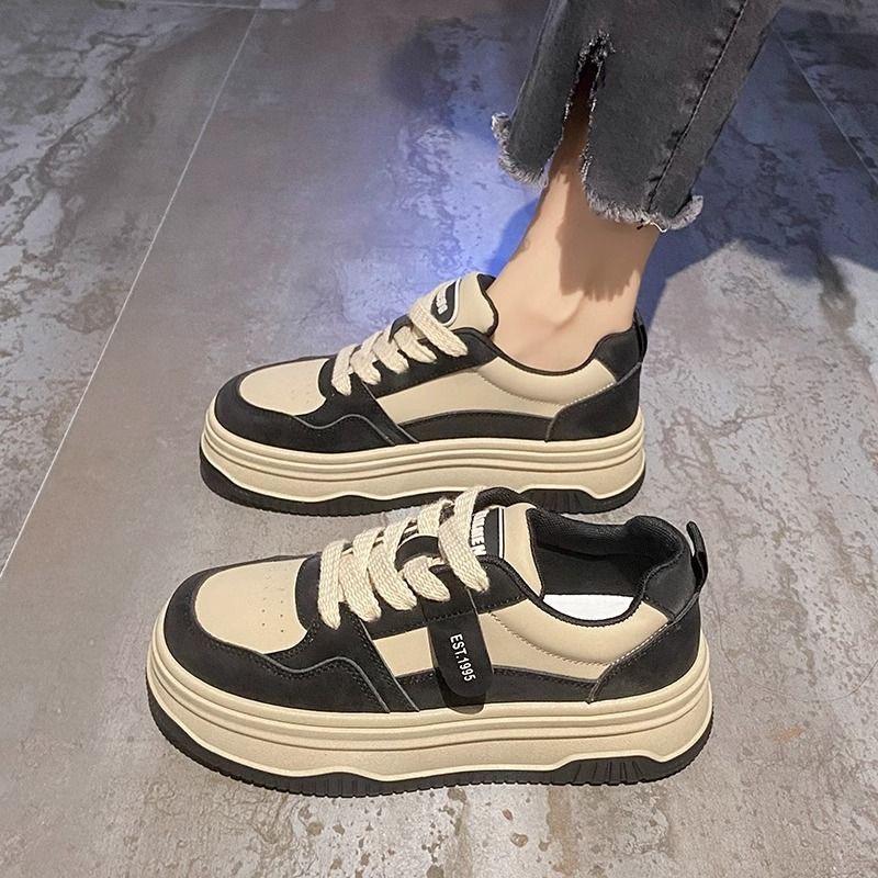 Schwarz-Weiß Panda Schuhe Kinder Früher Frühling Einzelne Kleine Weiße Schuhe Neue Freizeitschuhe Retro Board Schuhe Plateau Muffin Schuhe 40 schwarz