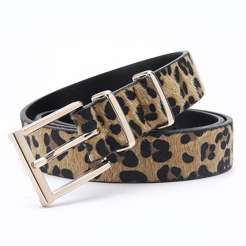 Weibliche Gürtel Frauen Rosshaar Gürtel Mit Leopard Muster Rose Gold Metall Schnalle Heiße Verkäufe Pu Gürtel Zubehör Für Frauen 115cm  gelb