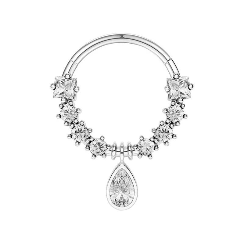 Mode Kristall Edelstahl Septum Hoop Clicker Nasenring Frauen Tragus Knorpel Helix Piercing Creolen Schmuck A3