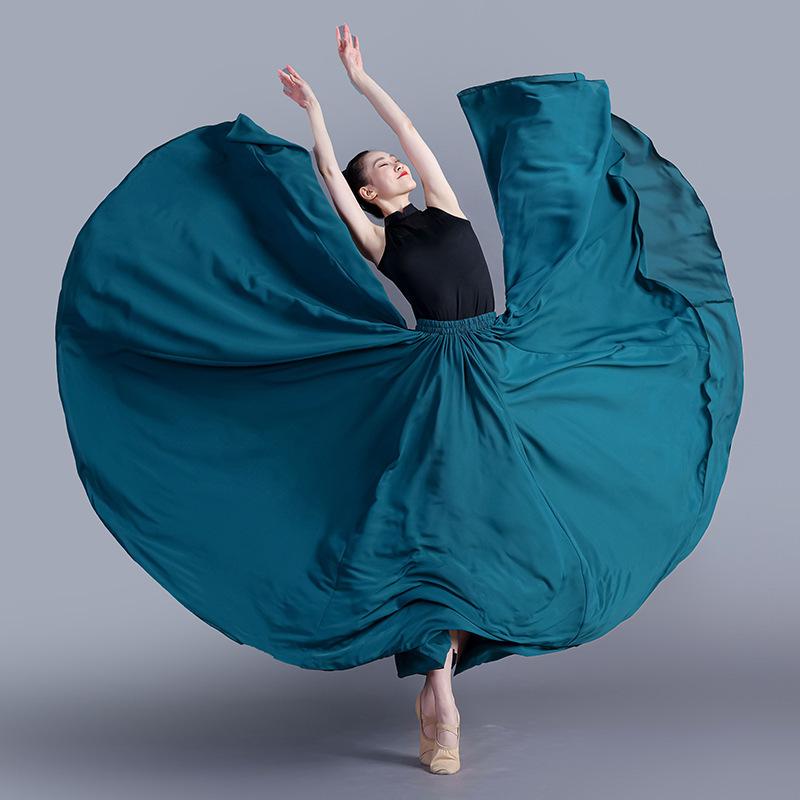 360/540/720 Grad Chiffonrock Ballett Bauchtanz Damen Zigeuner Lange Röcke Tänzerin Trainingskleidung Verschiedene Tanzröcke 720 degrees 95cm blau