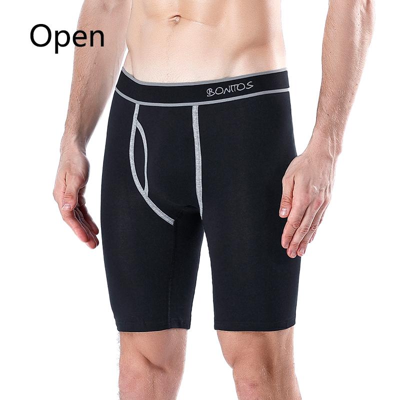 BONITOS 1Pcs Lange männer Unterhosen Baumwolle Männer Boxer Bequeme Unterwäsche Für Mann Einfarbig L schwarz
