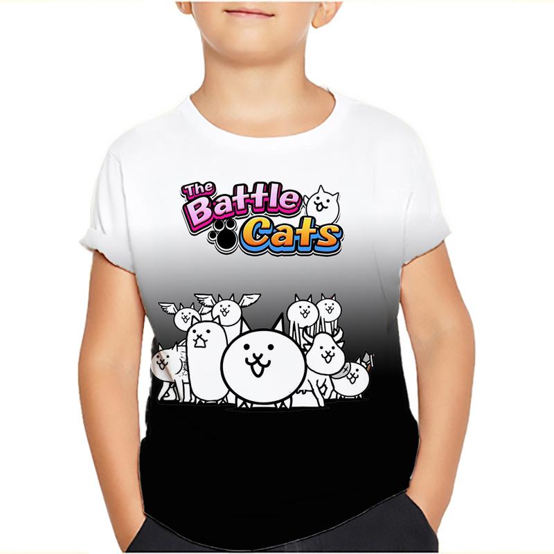 The Battle Cats Baby Sommer T-Shirt Junge Mädchen Kurzarm Volldruck Geburtstag T-Shirt Kinderkleidung Cartoon Tops Geschenk 130 gelb