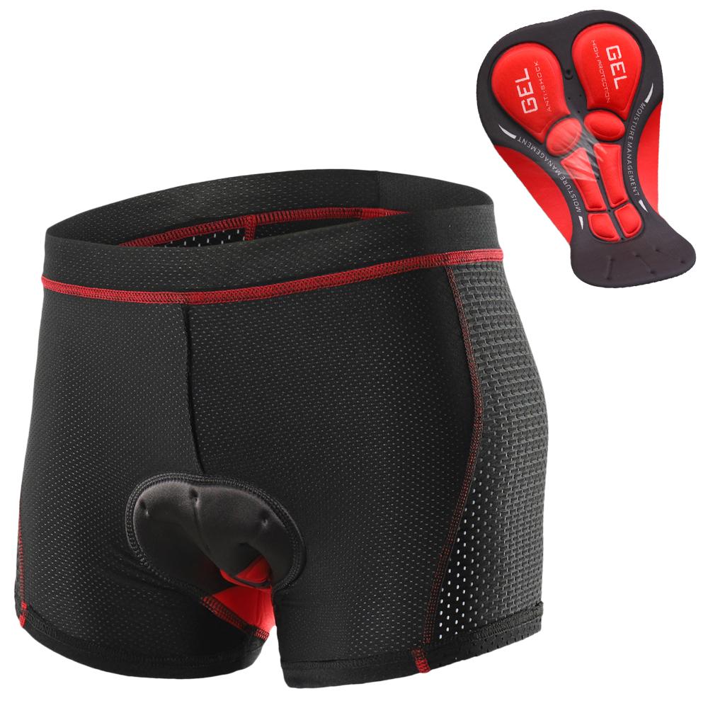 Herren Radsport-Unterwäsche-Shorts, atmungsaktiv, mit Gel gepolstert, für MTB, Radfahren, Reiten M rot/schwarz