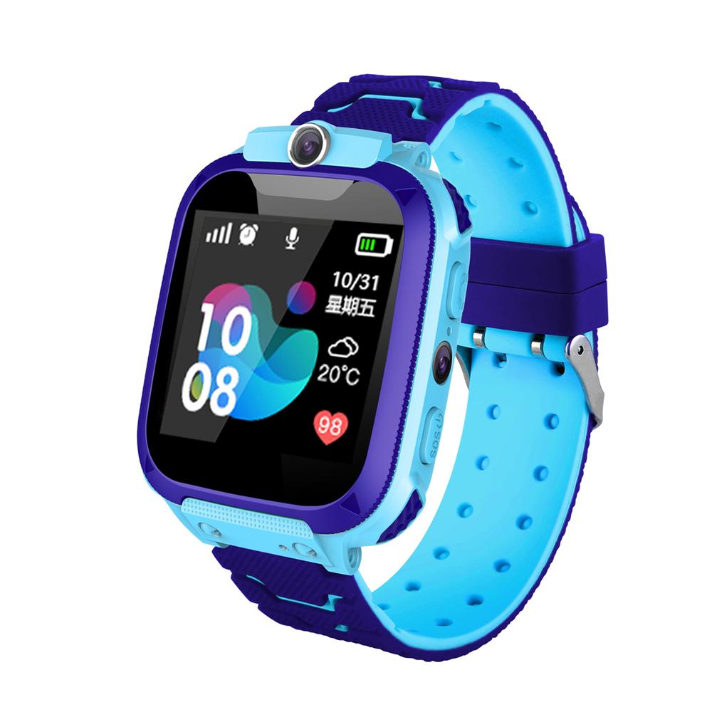 2G SOS Rückruf Monitor Kinder Smart Watch LBS Standort Kinder Smartwatch mit Mathe-Spiel mit 12 Sprachen Kinder Uhr Geschenke blau