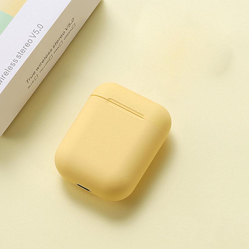 VAORLO Inpods 12 TWS Drahtlose Bluetooth-Kopfhörer Touch Control Stereo-Musik mit Ladehülle Bunte Kopfhörer für alle Smartphones gelb