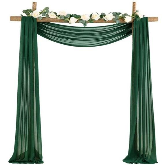 1PC Schleier Bogen Hochzeit Rasen Hochzeit Event Dekoration Kunst Outdoor Dekoration Tisch Flagge Vorhänge Vorhänge 75*600cm dunkelgrüne