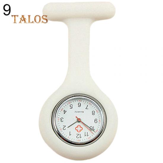 Niedliche, biegsame, weiche Krankenschwesteruhr aus Silikon mit Brosche, Taschenuhr, Tunika, Quarzuhrwerk weiß