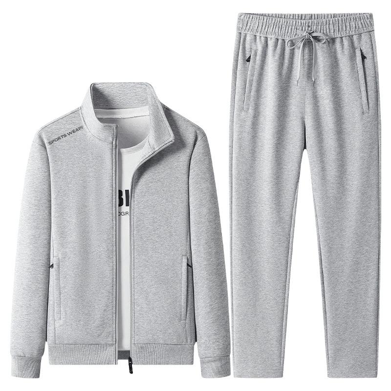 Herren Baumwoll Trainingsanzüge 2-teiliges Set Herren Sets Oberbekleidung Jacke+Schweißhose Herbst Winter Homme Anzug Herren Lauf Fitness Anzug 3XL
