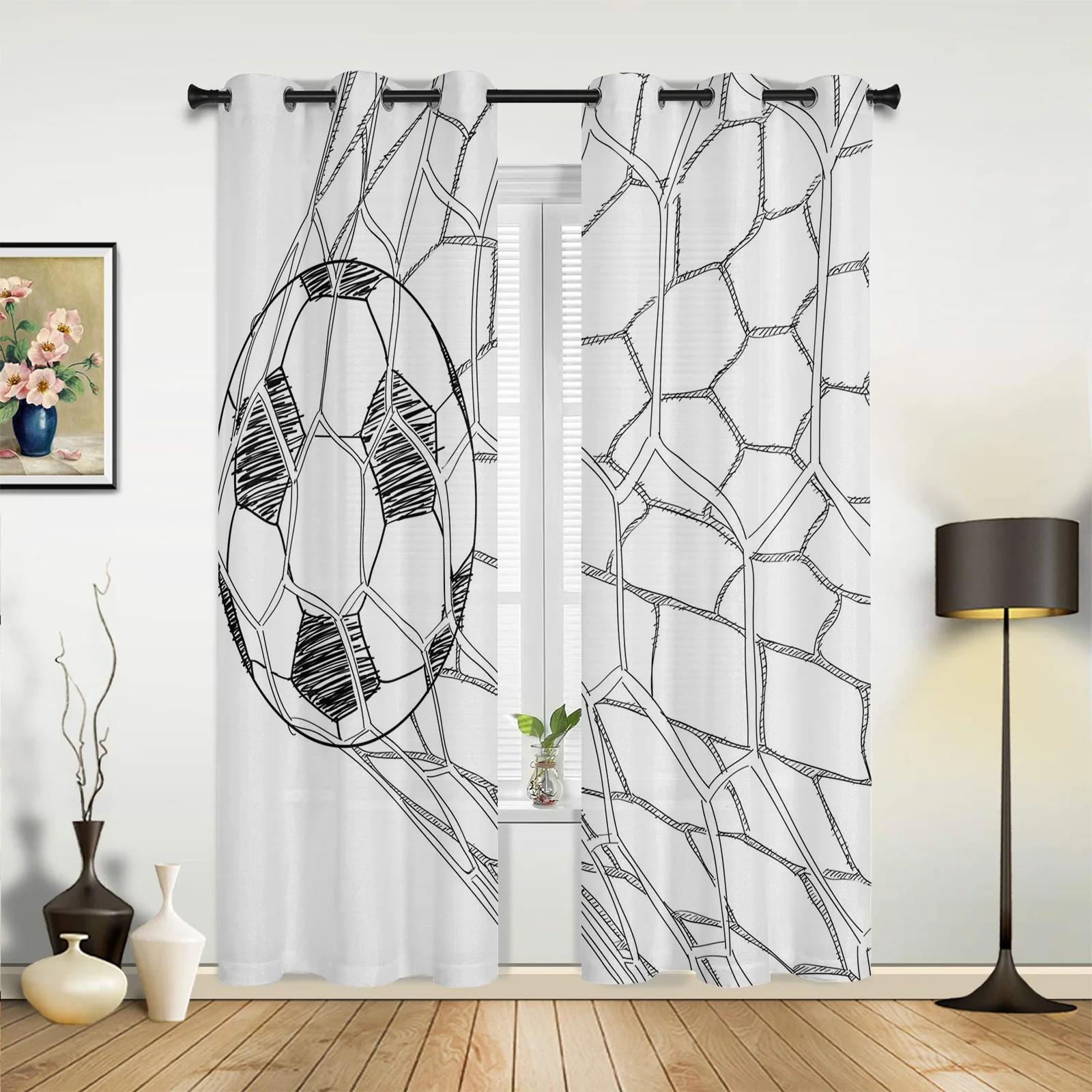 Fußball Fußballfeld Design Grüne Vorhänge für Schlafzimmer Wohnzimmer Vorhänge Küche Kinderzimmer Fenstervorhang Heimdeko 107W x 137H(cm) x2