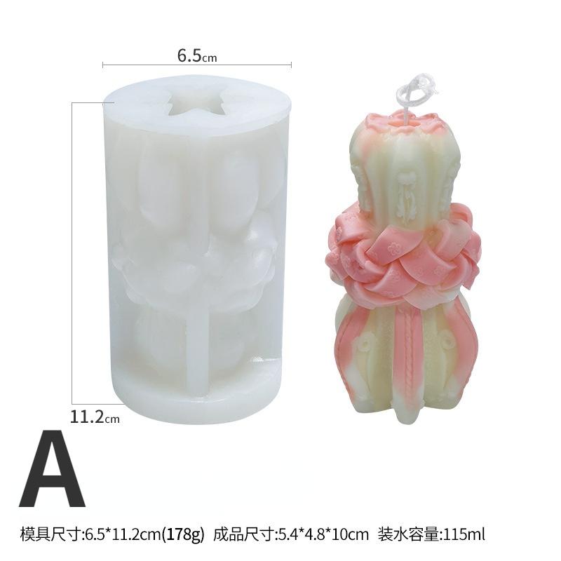 Kreative geschnitzte Silikon-Kerzenform für DIY-Aromatherapie-Kerzen-Gips-Ornamente, Seife, Epoxidharz-Form, Kunsthandwerk A