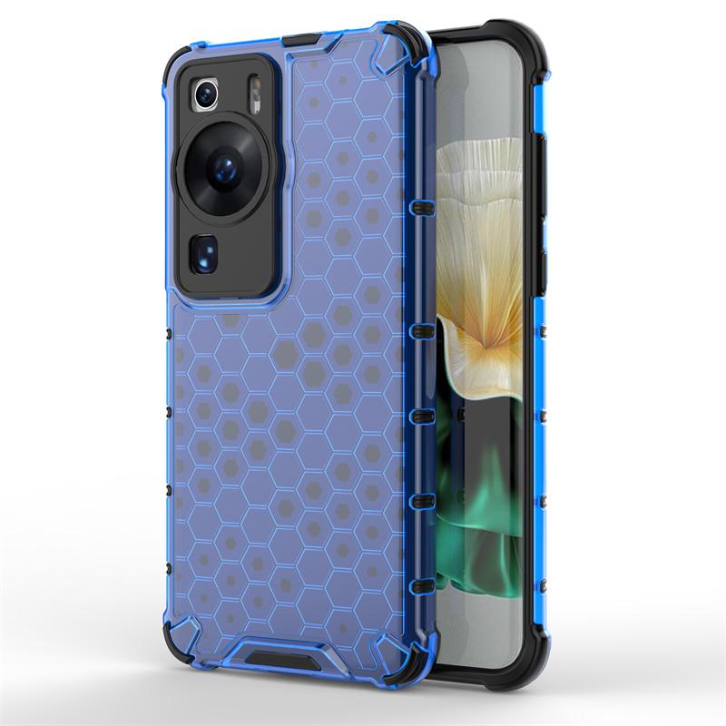 Stoßfestes Transparentes Case Für Huawei P60 Pro Bumper Waben-Panzerhülle Für Huawei P60 Pro Hülle Abdeckung Für Huawei P60 P 60 Pro For Huawei P60 blau