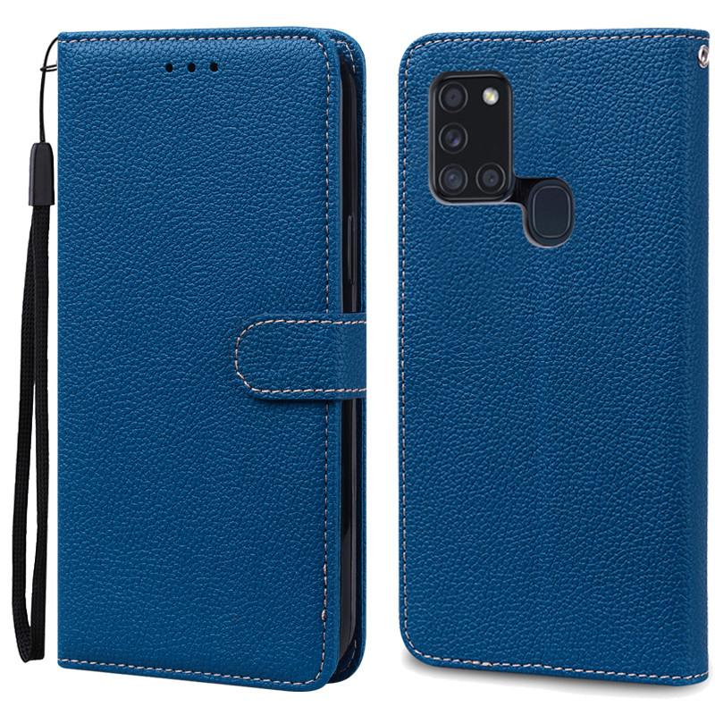 A21S Hülle Für Samsung Galaxy A21S Hülle Brieftasche Leder Flip Hülle Für Samsung A21S Hülle A 21s A217F Weiche Silikonhülle Fundas For Samsung A21S navy blau