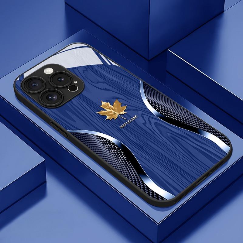 Luxus Ahornblatt Holzmaserung Kurvenmuster Handyhülle Für Samsung Galaxy S25 S24 S23 Ultra Plus FE Gehärtetes Glas Cover Galaxy S24+