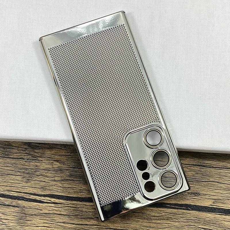Luxuriöse Wärmeableitungs-Telefonhülle für Samsung Galaxy S25 S24 S23 S22 S21 S 24 Ultra Plus, galvanisierte Kühllinsenschutzabdeckung For Samsung S23 silber