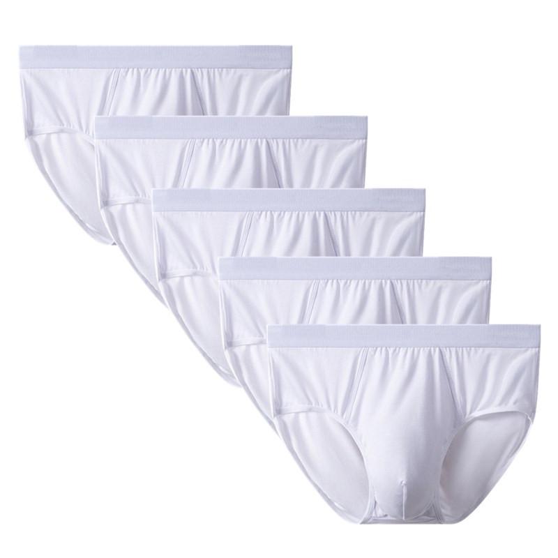 5 STÜCK Herren Slips Unterwäsche Atmungsaktive Slips Unterhosen Mittelhoch geschnittene Slips L XL 2XL 3XL 4XL XXL white